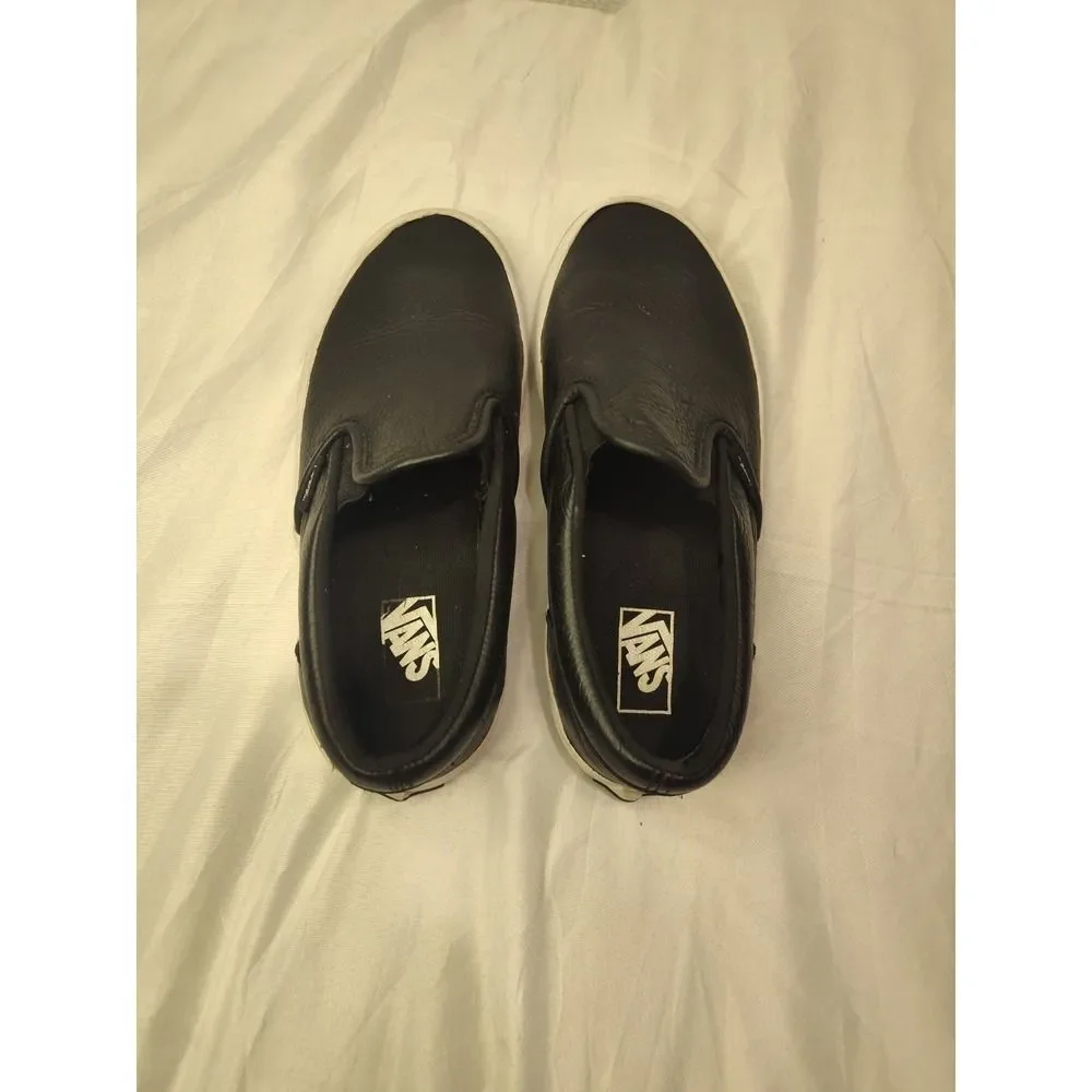 VANS Black Slip On US Kids Size 4- Skateboard Sneakers Off The Wall